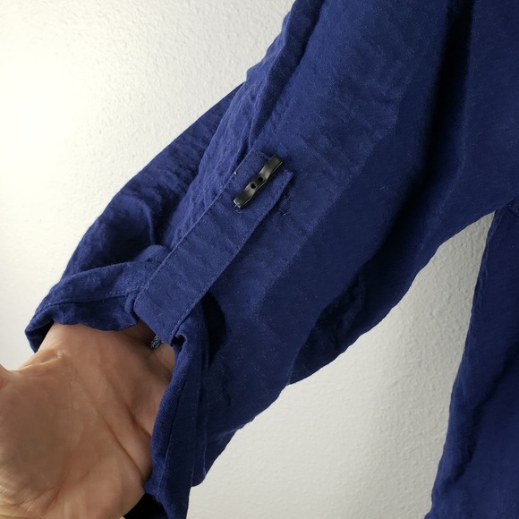 Habitat Women's M 2Pc Casual‎ Set Toggle Button Tunic Elastic Pants Blue Gauze - Picture 5 of 14